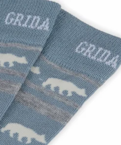 Gridarmor Striped Bear Merino Socks Blue Shadow