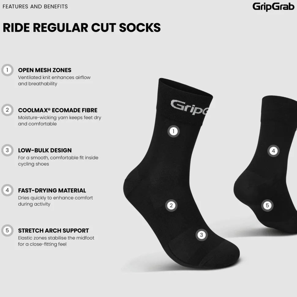 Gripgrab RIDE Regular Cut Socks 3-Pack Black