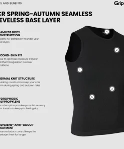 Gripgrab Unisex PACR Spring-Autumn Seamless Sleeveless Base Layer Black