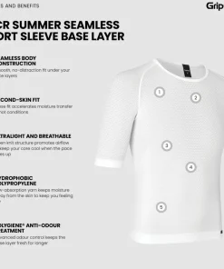 Gripgrab Unisex PACR Ultralight Seamless Short Sleeve Base Layer White