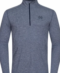 Hellner Men's Nunis Halfzip Long Sleeve Tee Dress Blue Melange