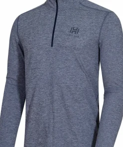 Hellner Men's Nunis Halfzip Long Sleeve Tee Dress Blue Melange