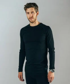Hellner Men's Wool Warm Base Layer Long Sleeve Black Beauty