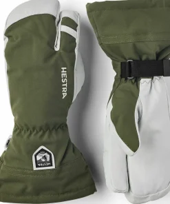 Hestra Army Leather Heli Ski 3-Finger Olive