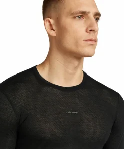 Icebreaker Men's Merino 75 Cool-Lite Featherlight Longleeve Crewe Black