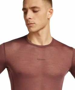 Icebreaker Men's Merino 75 Cool-Lite Featherlight Longleeve Crewe Carob