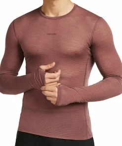 Icebreaker Men's Merino 75 Cool-Lite Featherlight Longleeve Crewe Carob