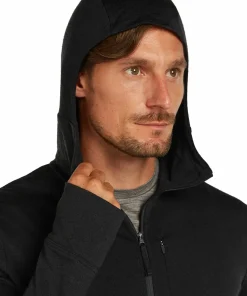 Icebreaker Men's Merino 260 Quantum Long Sleeve Zip Hoodie Black