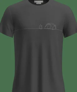 Icebreaker Men's Merino Blend Core Ss Tee Single Line Camp Obsidian