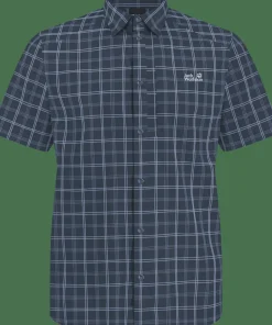 Jack Wolfskin Men's Norbo Short Sleeve Shirt Check Midnight Sky