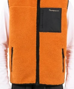 Knowledge Cotton Apparel Men's Teddy Fleece Vest Desert Sun