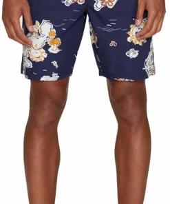 Knowledge Cotton Apparel Men's Boardwalk Shorts With Elastic Waist Night Sky