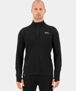 Mons Royale Men's Cascade Merino Base Layer 1/4 Zip Long Sleeve Black