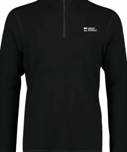 Mons Royale Men's Cascade Merino Base Layer 1/4 Zip Long Sleeve Black