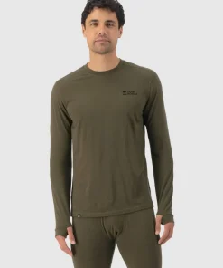 Mons Royale Men's Cascade Merino Base Layer Long Sleeve Dark Olive