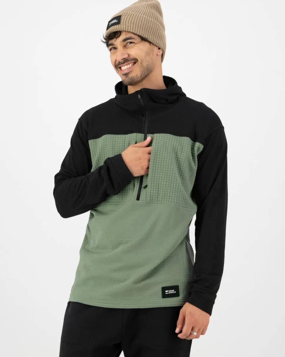 Mons Royale Men's Offgrid Merino Fleece 1/2 Zip Long Sleeve Willow/Black