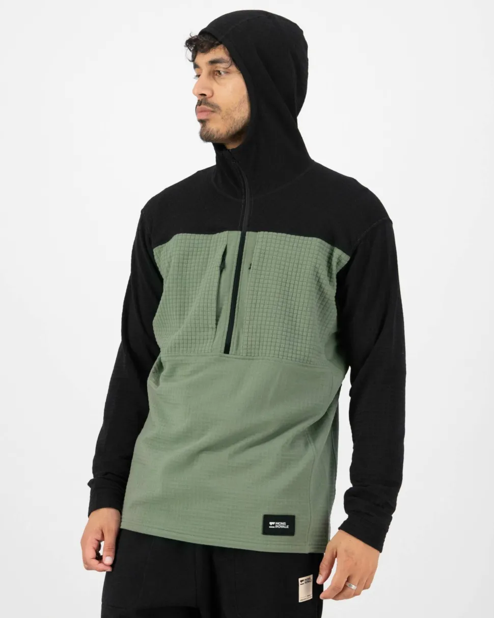 Mons Royale Men's Offgrid Merino Fleece 1/2 Zip Long Sleeve Willow/Black