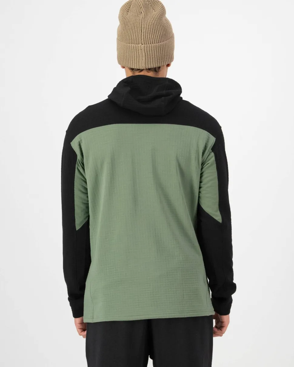 Mons Royale Men's Offgrid Merino Fleece 1/2 Zip Long Sleeve Willow/Black