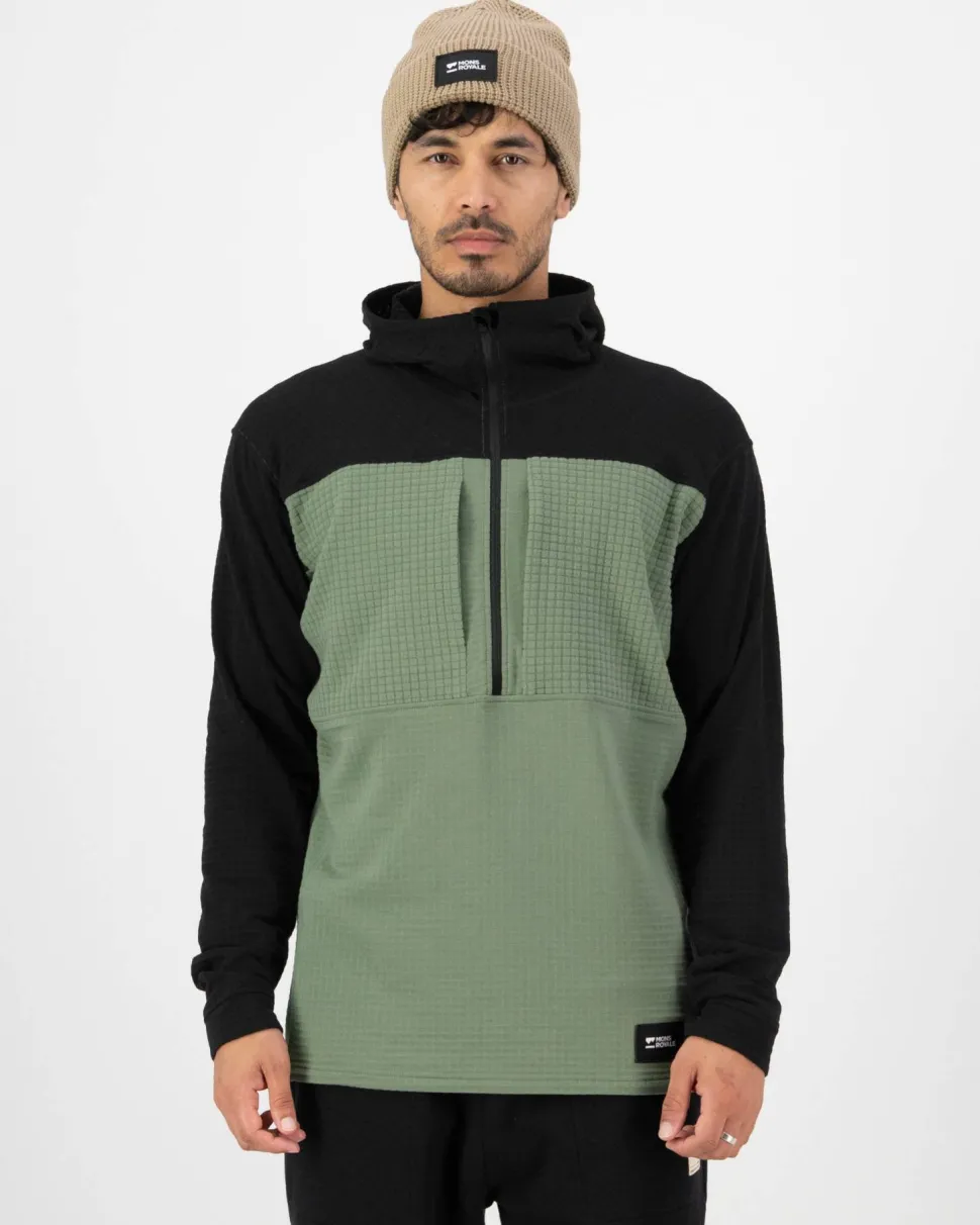 Mons Royale Men's Offgrid Merino Fleece 1/2 Zip Long Sleeve Willow/Black