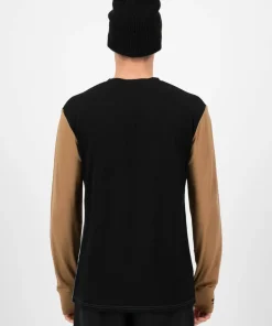 Mons Royale Men's Yotei Merino Long Sleeve Goblin Blue/Toffee/Black