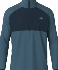 New Balance Men's Athletics Heat Grid 1/2 Zip Heather Blue