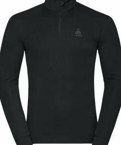Odlo Men's Active Warm ECO Half-Zip Turtleneck Base Layer Top Black