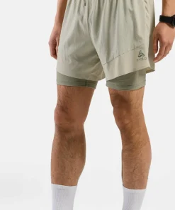 Odlo Men's Odlo X-Alp Trail 6 Inch 2-In-1 Short Agate Gray - Vetiver
