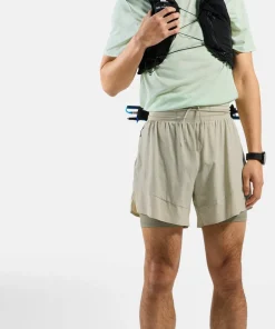 Odlo Men's Odlo X-Alp Trail 6 Inch 2-In-1 Short Agate Gray - Vetiver