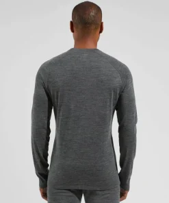 Odlo Men's Performance Wool 150 Base Layer Matte Green/Dark Grey Melange