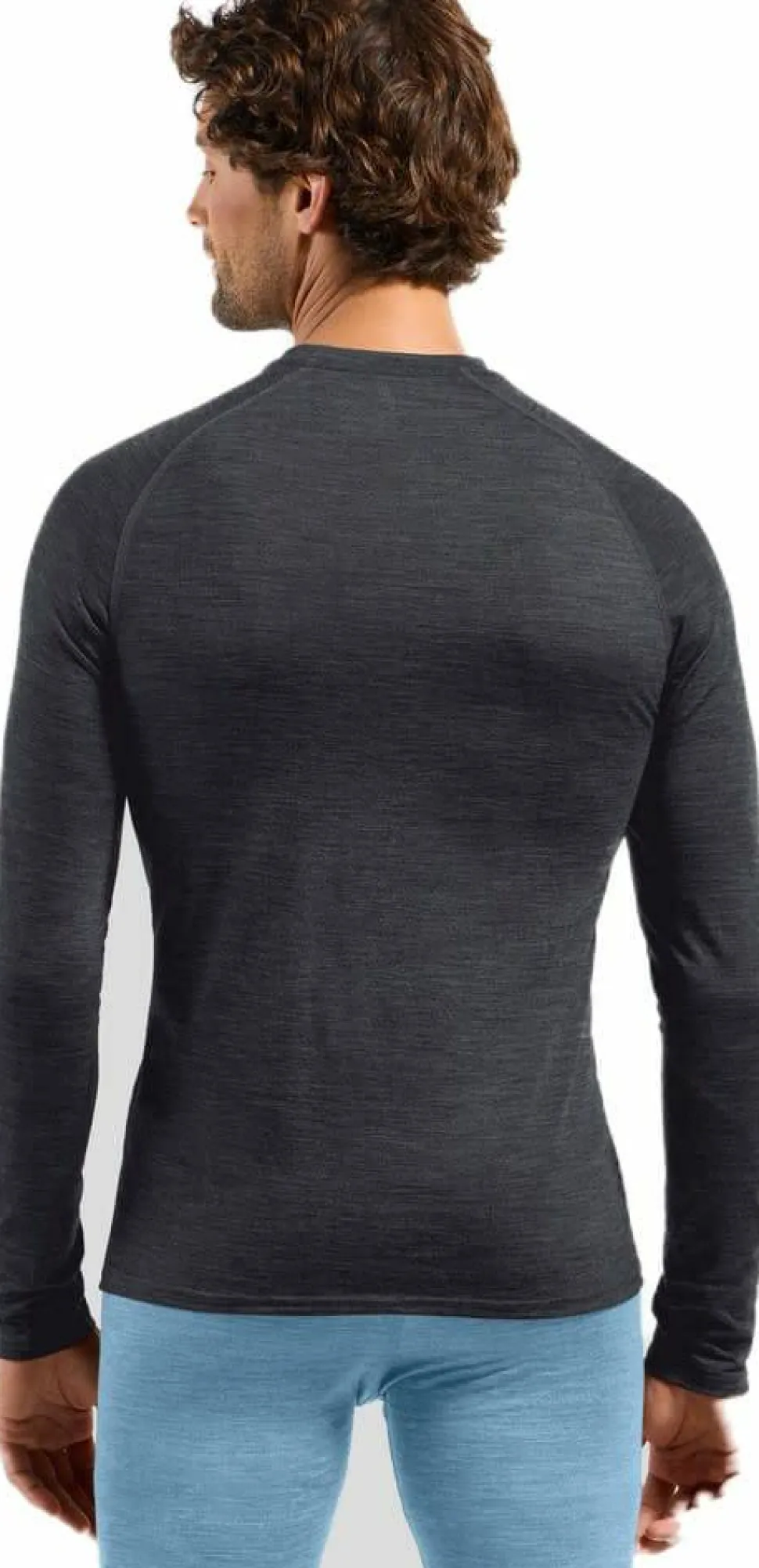 Odlo Men's Performance Wool 150 Base Layer Provincial Blue - Dark Grey Melange