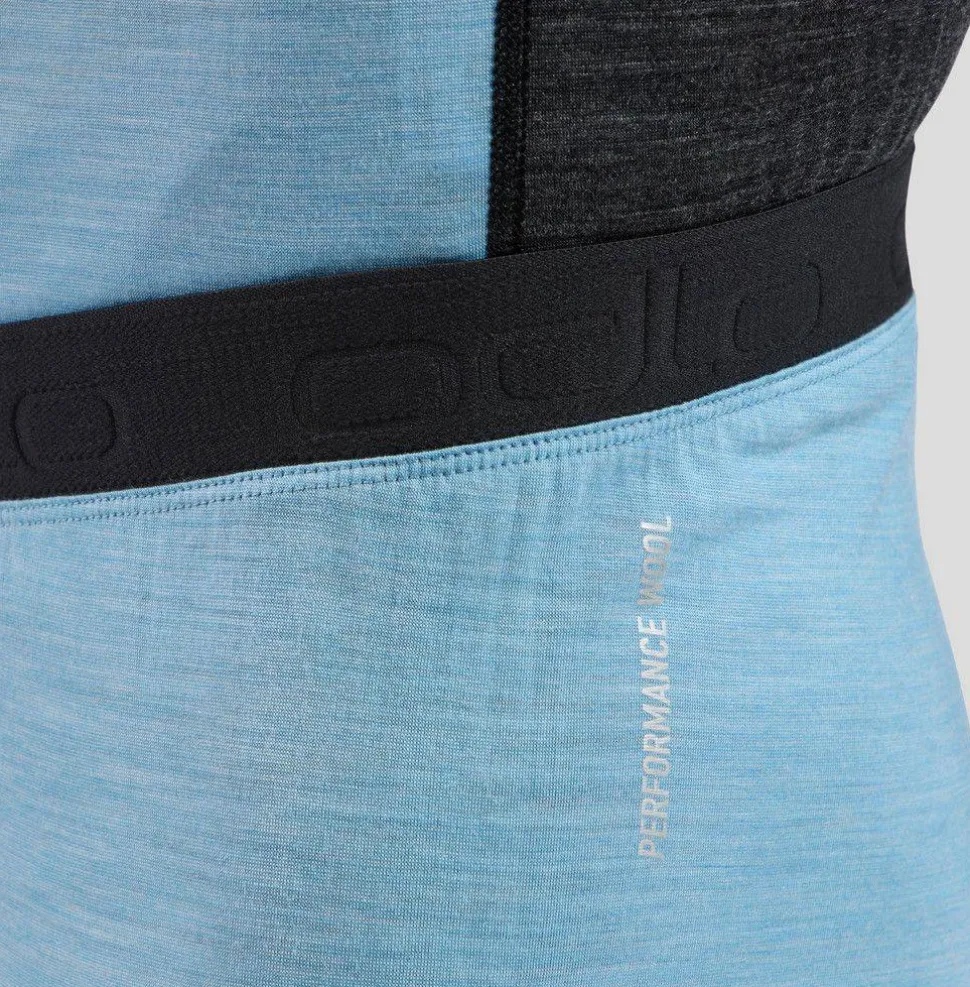 Odlo Men's Performance Wool 150 Base Layer Bottom Provincial Blue Melange - Black
