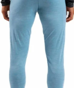 Odlo Men's Performance Wool 150 Base Layer Bottom Provincial Blue Melange - Black