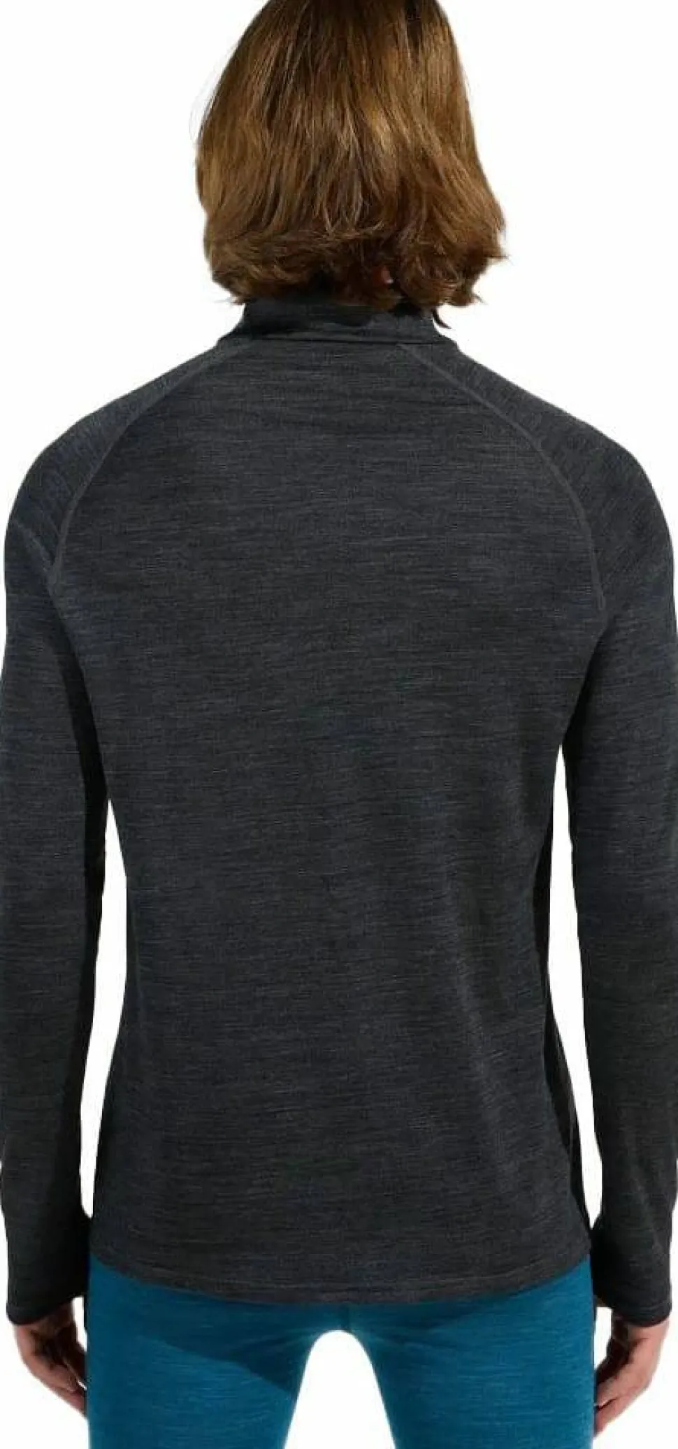 Odlo Men's Tn Long Sleeve Halfzip Natural Grey Melange - Dark Grey Melange