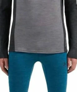 Odlo Men's Tn Long Sleeve Halfzip Natural Grey Melange - Dark Grey Melange