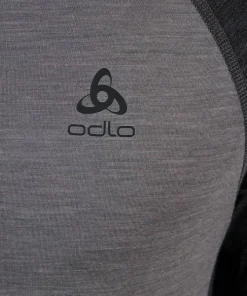 Odlo Men's Tn Long Sleeve Halfzip Natural Grey Melange - Dark Grey Melange