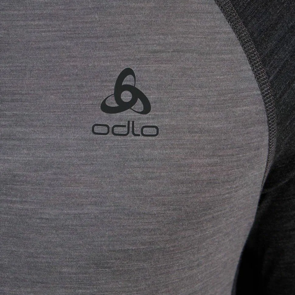 Odlo Men's Tn Long Sleeve Halfzip Natural Grey Melange - Dark Grey Melange