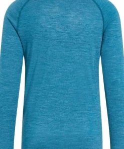 Odlo Men's Tn Long Sleeve Halfzip Natural Provincial Blue - Dark Grey Melange
