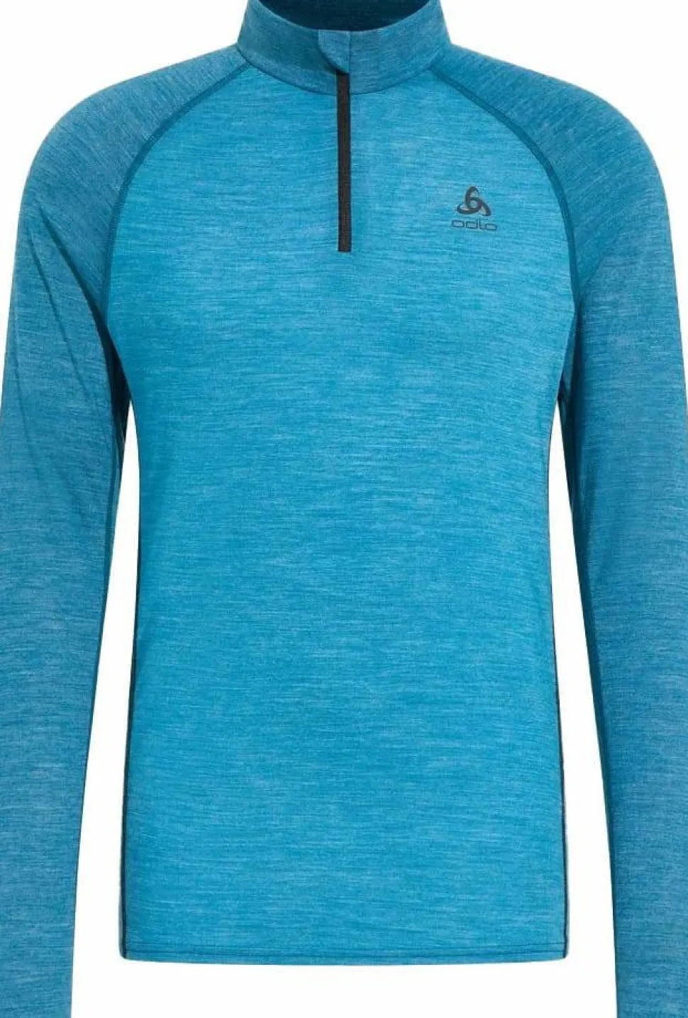 Odlo Men's Tn Long Sleeve Halfzip Natural Provincial Blue - Dark Grey Melange