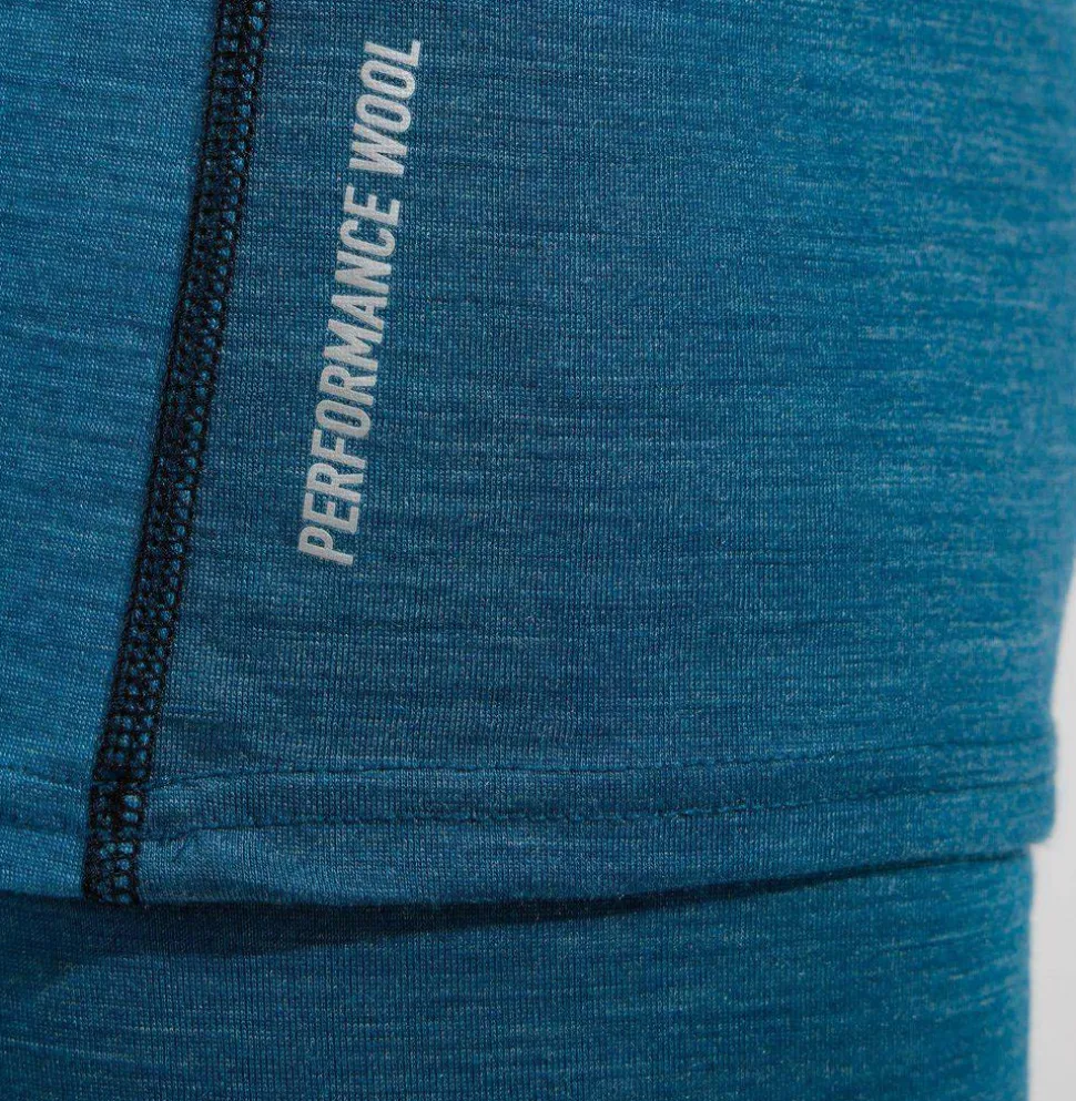 Odlo Men's Tn Long Sleeve Halfzip Natural Provincial Blue - Dark Grey Melange