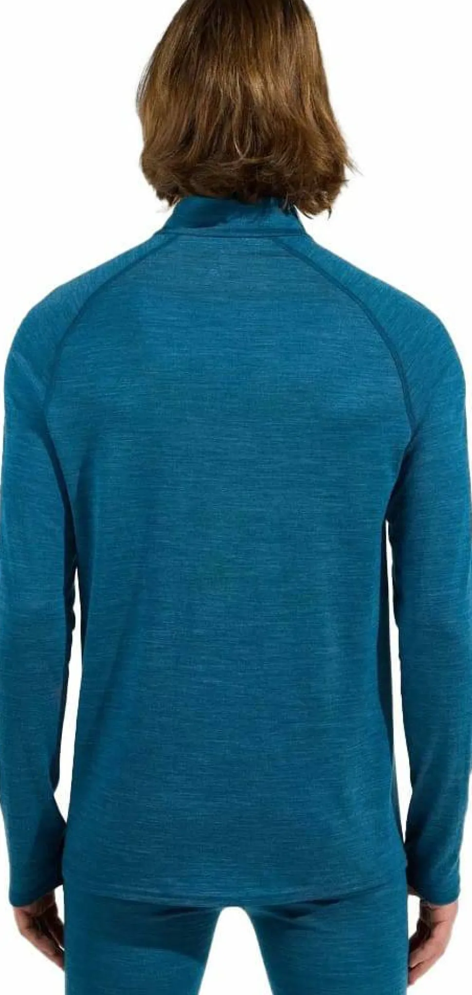 Odlo Men's Tn Long Sleeve Halfzip Natural Provincial Blue - Dark Grey Melange