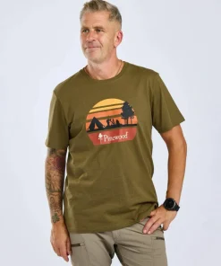 Pinewood Men's Finnveden Recycled Outdoor T-Shirt Olive Melange Campsite