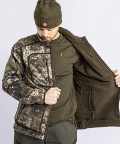 Pinewood Men's Furudal Reversible Camou Fleece Jacket Hunting Brown/Strata