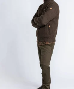 Pinewood Men's Hurricane Full Zip Sweater Dark Brown Mel