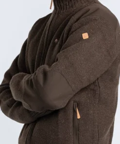 Pinewood Men's Hurricane Full Zip Sweater Dark Brown Mel