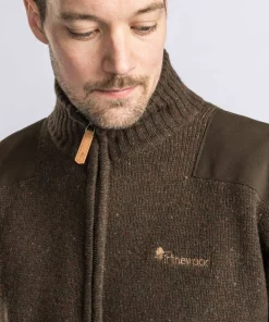 Pinewood Men's Hurricane Full Zip Sweater Dark Brown Mel