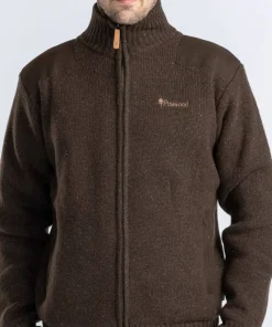 Pinewood Men's Hurricane Full Zip Sweater Dark Brown Mel