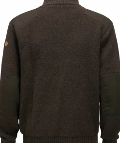 Pinewood Men's Hurricane Full Zip Sweater Dark Brown Mel
