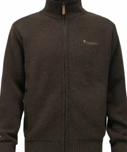 Pinewood Men's Hurricane Full Zip Sweater Dark Brown Mel