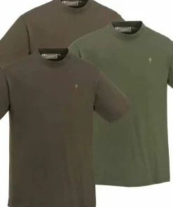 Pinewood Men's 3-Pack T-Shirt Green/H Brown/Khaki