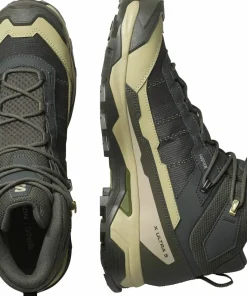 Salomon Men's X Ultra 5 Mid GORE-TEX Peat/gray Green/blue Nights